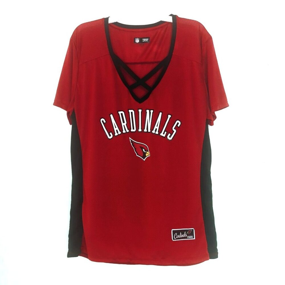 NFL Team Apparel Arizona Cardinals Womens XL Contrast Insert V-Neck Mesh T-Shirt